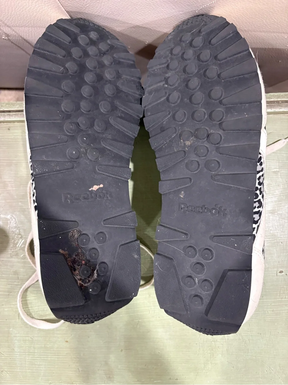 Reebok Cream and Black leopard Accent Low-Top Sneakers